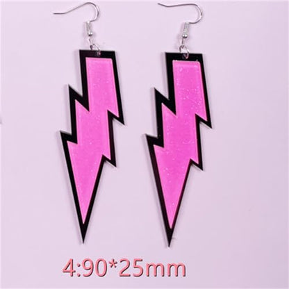 ONLYJUMP Acrylic Exaggerated Lightning Earrings Statement Punk Retro Geometric Delicate Neon Personalized Earrings Accessory Jewelry for Women - color: Glitter Rose Red