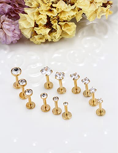 16G Lip Rings Stainless Steel Tragus Helix Conch Piercing Jewelry Snake Bite Piercing Monroe Lip Rings Labret Medusa Cartilage Lobe Earrings Piercing Jewelry CZ 2MM 2.5MM 3MM 3.5MM 4MM 4.5MM - color: 6MM-Gold,2mm/2.5mm/3mm/3.5mm/4mm/4.5mm