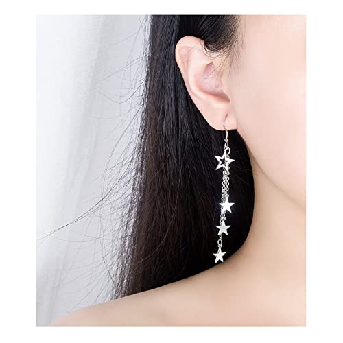 925 Sterling Silver Dangle Earrings with Charms Heart, Water drop, Moon, Star Long Drop Earring for Women Jewelry Gifts Hypoallergenic - color: star