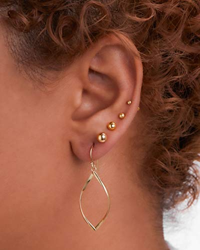 Milla Dainty Silver Drop Earrings for Women and Dangling Gold Earrings | Hypoallergenic, Easy to Wear, Available in 14K Gold, Rose Gold, or Silver Plated Finish, Different Designs - color: Marquise Drop / 14K Gold Plated