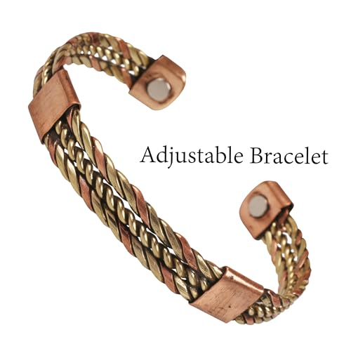 Touchstone Handcrafted Braided Copper Brass Multi Layer Magnetic Hand Forged With Solid High Gauge Tibetan Minimalistic Elegance Bracelet In Two Tones For Men And Women. - style: Braided Two tone 14