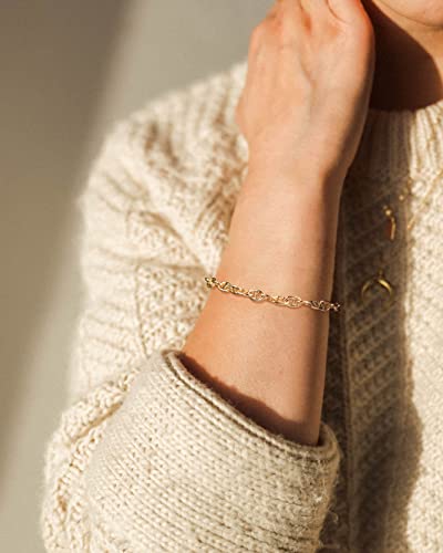 LOYATA Chain Bracelet Gold Link 14K Gold Plated Dainty Pearl Bracelet Simple Jewelry Gift for Women - style: coin 1