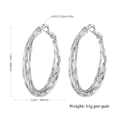 Dangle Flower Gold Earrings for Women, Trendy Statement Hoop Earrings, Gold Floral Drop Earrings Jewelry for Gifts - color: Curved - 925 Silver