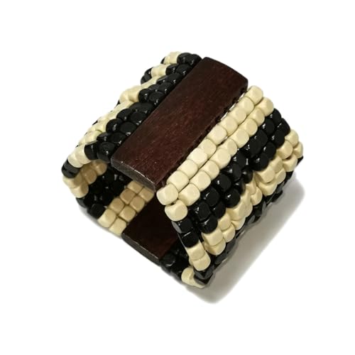 Caiyao Bohemian Wooden Beaded Stretch Bracelet Wide Chunky Bangle Beads Jewelry Wood Elastic Wristband for Women-Brown - style: 00A