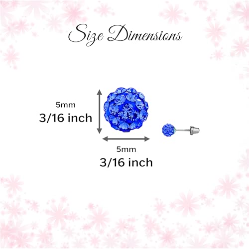 Cherished Moments .925 Sterling Silver Simulated Birthstone Pave Ball Screw-Back Earrings for Little Girls and Kids - color: 09-September