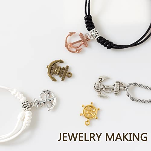 stino 100 G Mixed Style Metal Charms for Jewelry Making, Bulk Silver & Gold Plated, for Bracelet, Necklace, Earrings DIY Crafts - style: Anchor and Compass Wheel