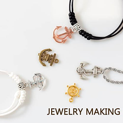 stino 100 G Mixed Style Metal Charms for Jewelry Making, Bulk Silver & Gold Plated, for Bracelet, Necklace, Earrings DIY Crafts - style: Anchor and Compass Wheel