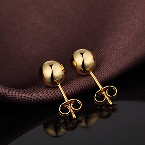 Jiamiaoi Ball Stud Earrings Set Sizes 4mm-10mm,High Polish Finish Ball Studs Hypoallergenic 925 Sterling Silver Stud Earrings for Women Men - color: B-Yellow, size: 6MM
