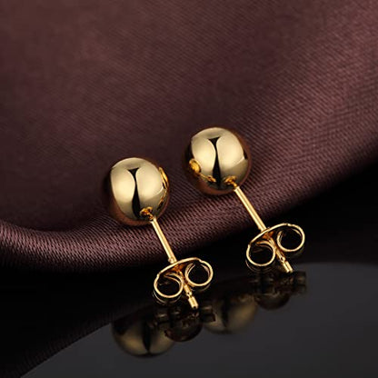 Jiamiaoi Ball Stud Earrings Set Sizes 4mm-10mm,High Polish Finish Ball Studs Hypoallergenic 925 Sterling Silver Stud Earrings for Women Men - color: B-Yellow, size: 6MM