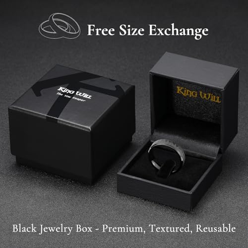 King Will 8mm Mens Hammered Tungsten Rings Matte Brushed Finish | Beveled Edge, Comfort Fit, Durable, Everyday Wear - color: Black 6mm