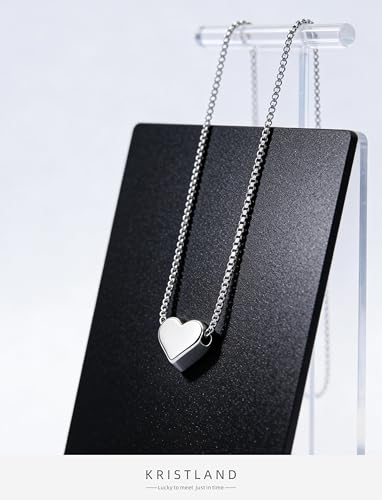 S925 Silver Women's Bar Necklace/Double Circle Layered Y Necklace Chain Adjustable Long/Tiny Pendant Chain Choker for Lady Gift - style: Heart