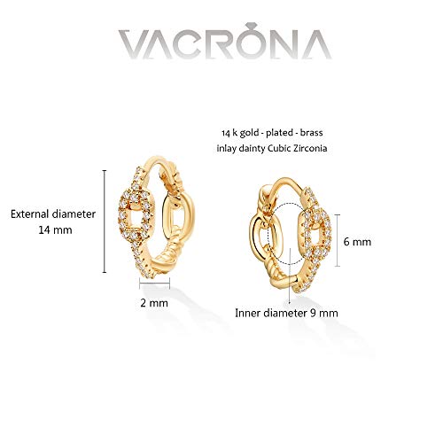 Cubic Zirconia Huggie Earrings 14k Gold Plated Tiny Earrings Small Huggie Hoop Earrings Simple Lightweight Hoops Gift for Women - color: small hoop