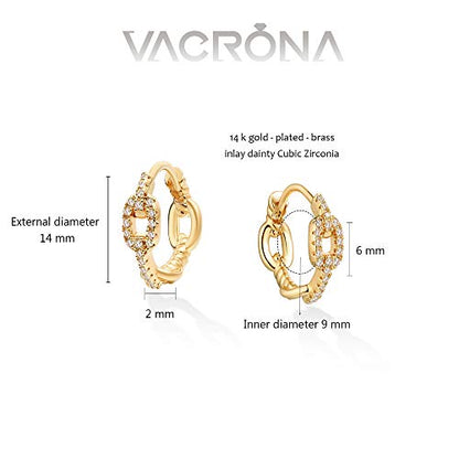 Cubic Zirconia Huggie Earrings 14k Gold Plated Tiny Earrings Small Huggie Hoop Earrings Simple Lightweight Hoops Gift for Women - color: small hoop