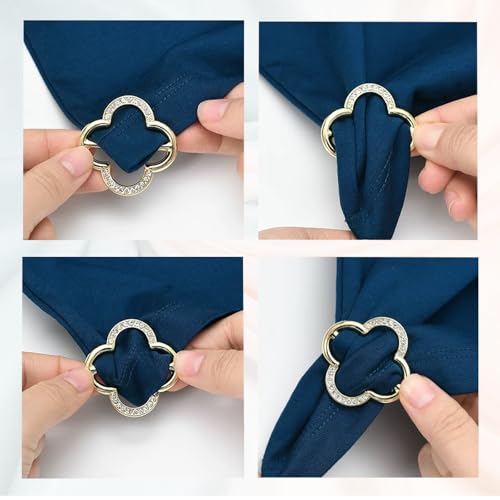 10PCS Silk Scarf Ring Shirt Clips Button Covers for Women Blouses | 7 Styles Metal Button Covers Scarf Rings for Women Clothes,Round Circle Clip Gold Buckle Clothes Corner Knotted Button Cuffs