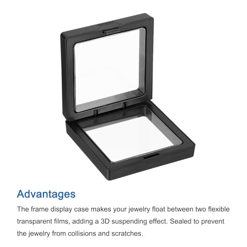 MECCANIXITY Floating Frame Display Holder Stand 3D Jewelry Display Box 2.76 x 2.76 x 0.79 Inch Black for Ring Necklace Bracelet Earring Pack of 2 - color: Black, size: 2.76 x 2.76 x 0.79 inch
