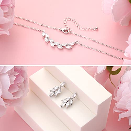 DHQH Bridesmaid Earrings Necklace Set Proposal Gifts Set for Women Leaf Pendant Necklace set of 4/6 Wedding Jewelry - color: XL00106-4set