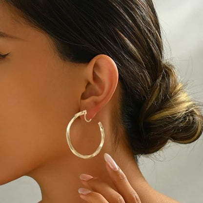 Gold Clip On Hoop Earrings for Women Large Rhinestone Statement Hoops Non Pierced Earrings Wedding Bridesmaid Party Jewelry - color: B1:gold