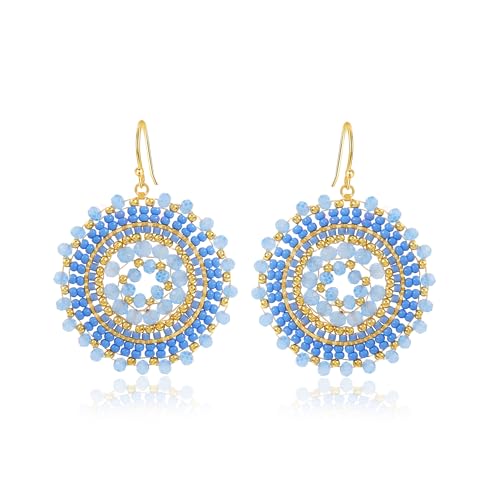 Colorful Summer Beaded Earrings For Women Crystals Glass Bead Dangle Drop Bohemia Earrings Statement Earrings For Women - color: Blue