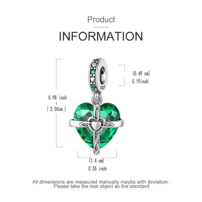 LNQOBU Birthstone Charm for Bracelets,925 Sterling Silve Heart Dangle Charms for Pandora Bracelets - color: E-May