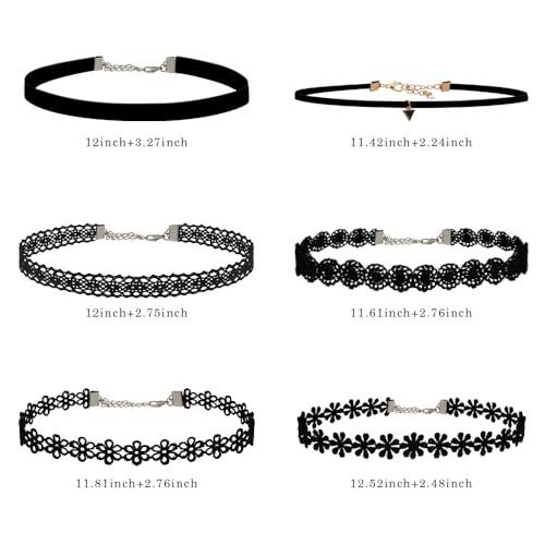 Choker Necklace for Women, Choker Necklaces for Woman, Black Choker, Chokers for Women - color: Black 6pcs