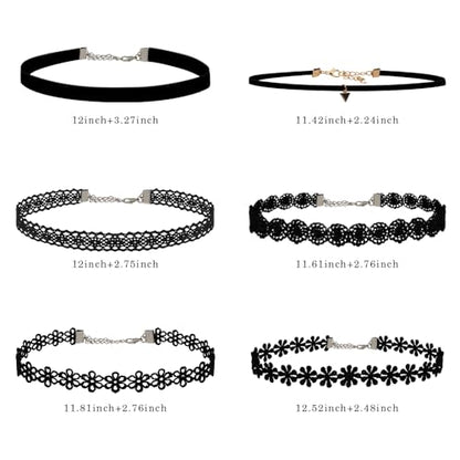 Choker Necklace for Women, Choker Necklaces for Woman, Black Choker, Chokers for Women - color: Black 6pcs