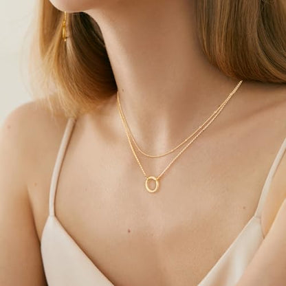 Lock Necklace for Women Paperclip Link Chain Padlock Necklace Non-Tarnish - color: Gold - Layered Hoop Pendant Necklace