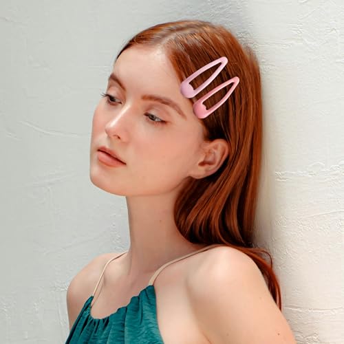 20 PCS Metal Snap Hair Clips Water Drop No Slip Barrettes for Women Bright Small Hair Clips For Thick And Thin Fine Hair,Red Pink Rose Red,1.97 x 0.5 In. - color: Red Pink Rose Red