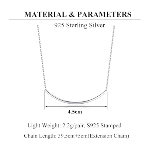 SLUYNZ Solid 925 Sterling Silver Minimalist Bar Choker Necklace for Women Teens Curved Tube Bar Pendant Necklace - color: A-Sterling Silver