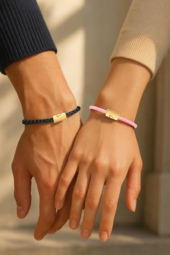 COTATI Matching Couple Bracelets for Him and Her, Friendship Relationship Promise Bracelet for Boyfriend Girlfriend, Anniversary Love Jewelry Gifts Set - color: Black-Pink