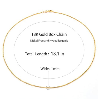 14K Gold Plated Paper Clip Chain Link Necklace Satellite Chain Necklace for Women - color: Thin box chain
