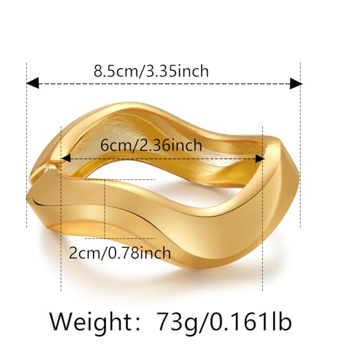 YMBYCM Gold Chunky Bangle Bracelets for Women | Trendy Wide Chunky Cuff Bracelets Wrap Bracelet Fashion Jewelry Accessories - color: H-Gold