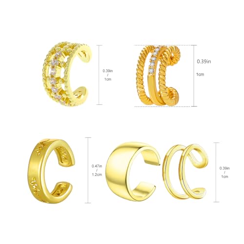 Rnivida 14K Gold Plated Ear Cuffs Single and Multi Band Earring Non Piercing,Various Styles Ear Wraps Earring,3Pcs,5Pcs - color: Gold-5Pcs