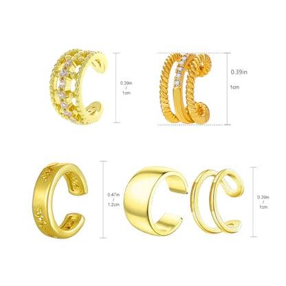 Rnivida 14K Gold Plated Ear Cuffs Single and Multi Band Earring Non Piercing,Various Styles Ear Wraps Earring,3Pcs,5Pcs - color: Gold-5Pcs