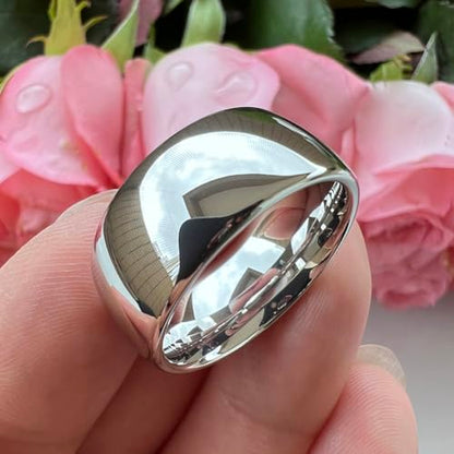 TUTISS 2mm 3mm 4mm 5mm 6mm 7mm 8mm 10mm White Tungsten Rings for Men Women Engagement Wedding Bands Domed Polished Shiny Comfort Fit - color: 10mm White Tungsten