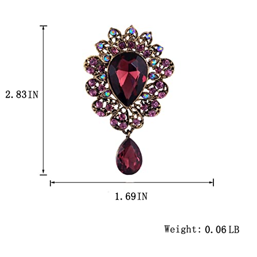 seven wolves Women Crystal Bouquet Brooch Pin All-Match Accessories Rhinestone Brooches and Pins - color: Purple A