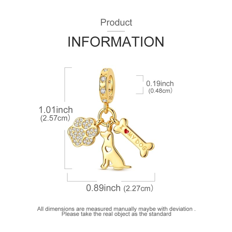 Gold Flower Family Charms for Bracelet Bead Charm for Women Jewelry Present - style: Gold Dog Bone Charms
