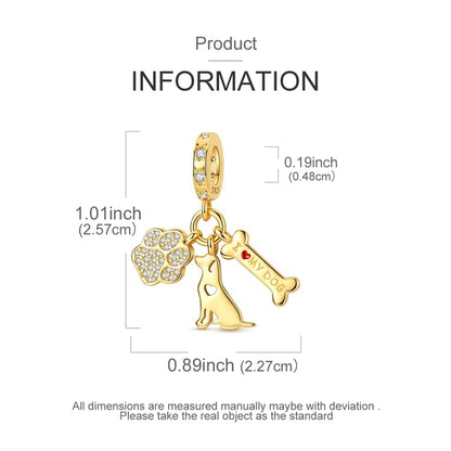 Gold Flower Family Charms for Bracelet Bead Charm for Women Jewelry Present - style: Gold Dog Bone Charms