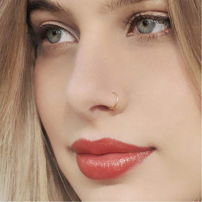 4Pcs 16G 18G 20G Surgical-Steel-Piercing-Ring-Nose-Rings-Hinged-Hoop-Earrings,6mm 8mm 10mm 12mm Seamless Stainless Steel Clicker Eyebrow Septum Piercing Hoop,Sliver Black Gold Rose Gold Rainbow Body Jewelry Set - color: 16G Rose Gold