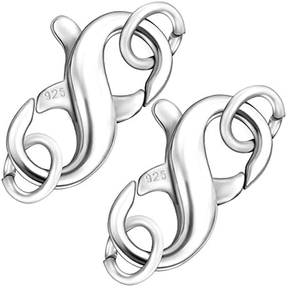 Dailyacc S925 Double Opening Lobster Clasp Sterling Silver and Gold Necklace Bracelet Extender Clasps and Closures for DIY Jewelry - color: Silver 2PCS, size: 13mm × 7mm
