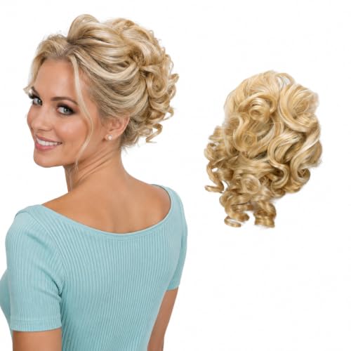 CAISHA Jumbo Hairpiece Scrunchy Updo Voluminous Curly Messy Bun Blond Mix G7L - color: blond mix #86AH613 G7L