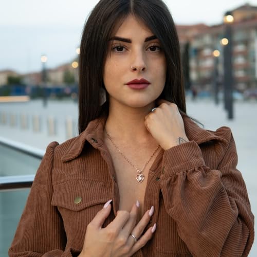 SERASAR Rose Gold Heart Pendant Necklace Women Cute Jewelry Cubic Zirconia - color: Rosegold, style: Emotion