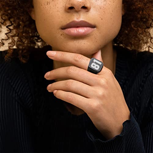 GoldChic Jewelry Personalized Signet Rings Men Women, Stainless Steel Custom Photo Bold Square/Oval Monogram/Old English Initial Pinky Stacking Statement Ring in Black/Silver/Gold (Size 7-14) - color: Black-Number -Square