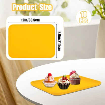 Plastic Art Trays,10 Pack Large Plastic Trays Stackable Activity Tray Crafts Organizer Serving Tray,Painting, Beads,Storage & Serving (12.2 x 8.9 Inches) (Yellow) - color: Yellow