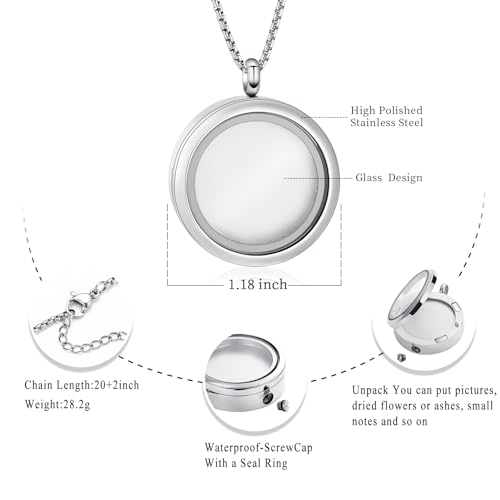 Oinsi Cremation Locket Necklace For Ashes Of Loved One Carry Photo Glass Memorial Urn Jewelry 316L Stainless Steel Keepsake Gifts - color: A-Customize-Text