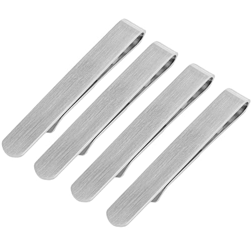 HAWSON Skinny Tie Clip Bar Set, 2 Inch Tie Clip for Men - Wedding, Meeting, Party Gift Set - color: B-4 pcs Brushed Silver
