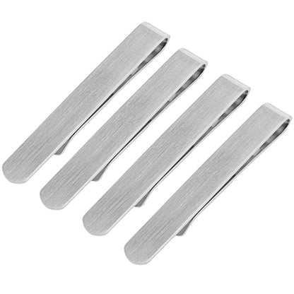 HAWSON Skinny Tie Clip Bar Set, 2 Inch Tie Clip for Men - Wedding, Meeting, Party Gift Set - color: B-4 pcs Brushed Silver