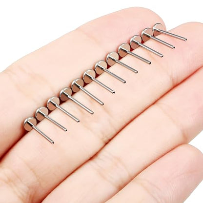 F136 Titanium 20/18/16G Threaded/Threadless Flat Earring Back Converter Kit Nose Lip Rings Medusa Labret Flatback Posts Cartilage Helix Conch Tragus Stud Piercing Jewelry Bar for Women Men - color: Internally Threaded, size: 20g, 3/8in