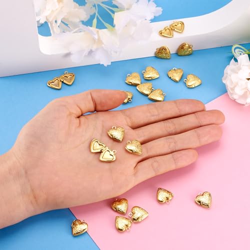 Elecrelive Locket Pendants Photo Frame Charms Memory Photo Charms Heart Locket Photo Frame Pendants - color: Gold