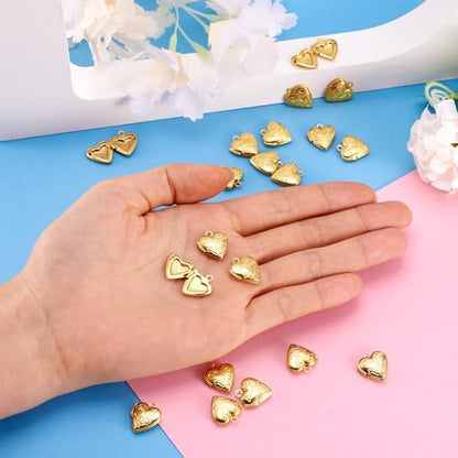 Elecrelive Locket Pendants Photo Frame Charms Memory Photo Charms Heart Locket Photo Frame Pendants - color: Gold