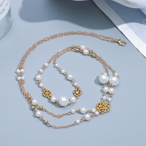 NEWITIN 68 Pieces Pearl Jewelry Set for Women Fashion Costume Jewelry Gold Plated Necklace Bracelet Ring Earrings Set for Women